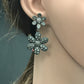 Flower Shape Diamond Earring .925 Oxidized Sterling Silver Diamond Earring, Genuine handmade pave diamond Earring.