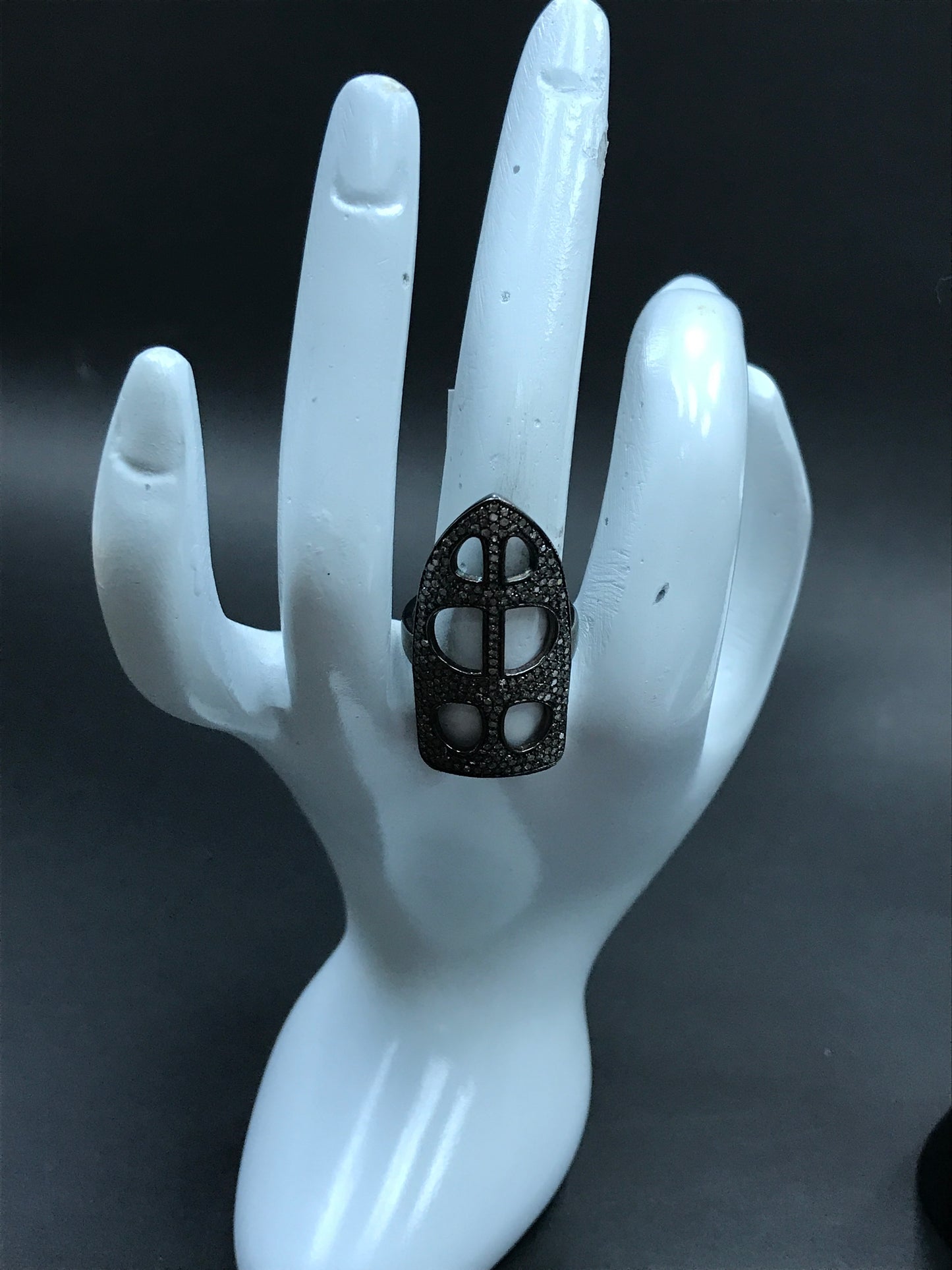 Diamond and Silver Black Rhodium Finish Rings