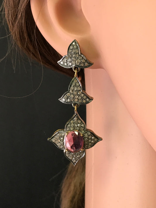 Flower (Four Leaves) Shape Diamond Earrings