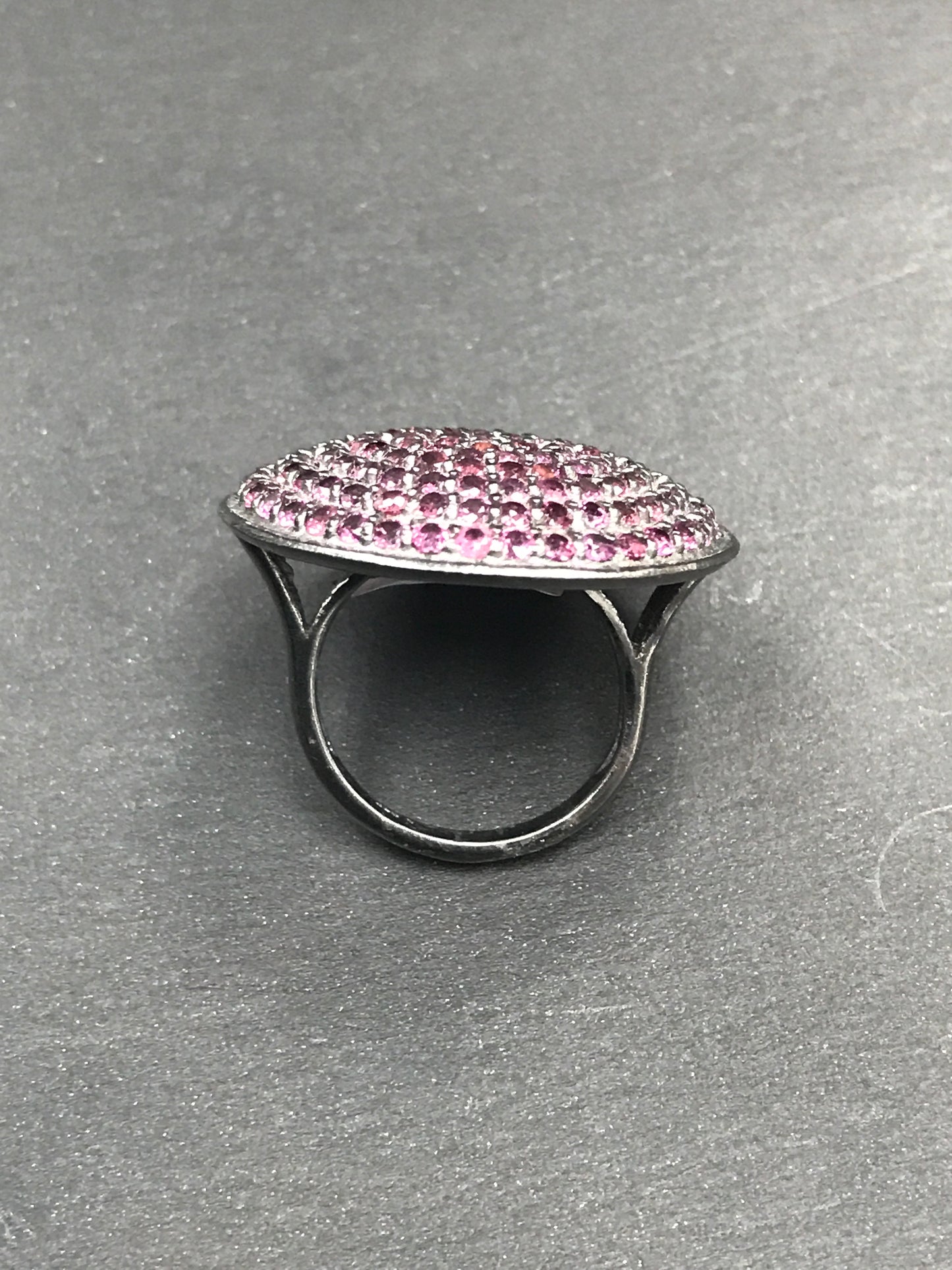 Round Black Spinal Ring .925 Oxidized Sterling Silver Black Spinal Ring, Genuine handmade pave Black Spinal Ring Size Approx(28 mm)
