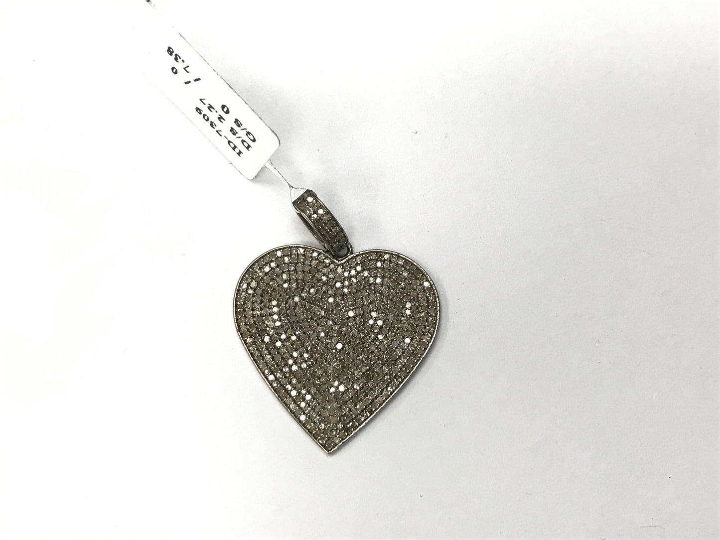 Diamond Heart Shape Pendant, Pave Diamond Pendant, Pave Heart Shape Necklace, Approx 35 x 30 mm. Sterling Silver