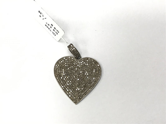 Diamond Heart Shape Pendant, Pave Diamond Pendant, Pave Heart Shape Necklace, Approx 35 x 30 mm. Sterling Silver