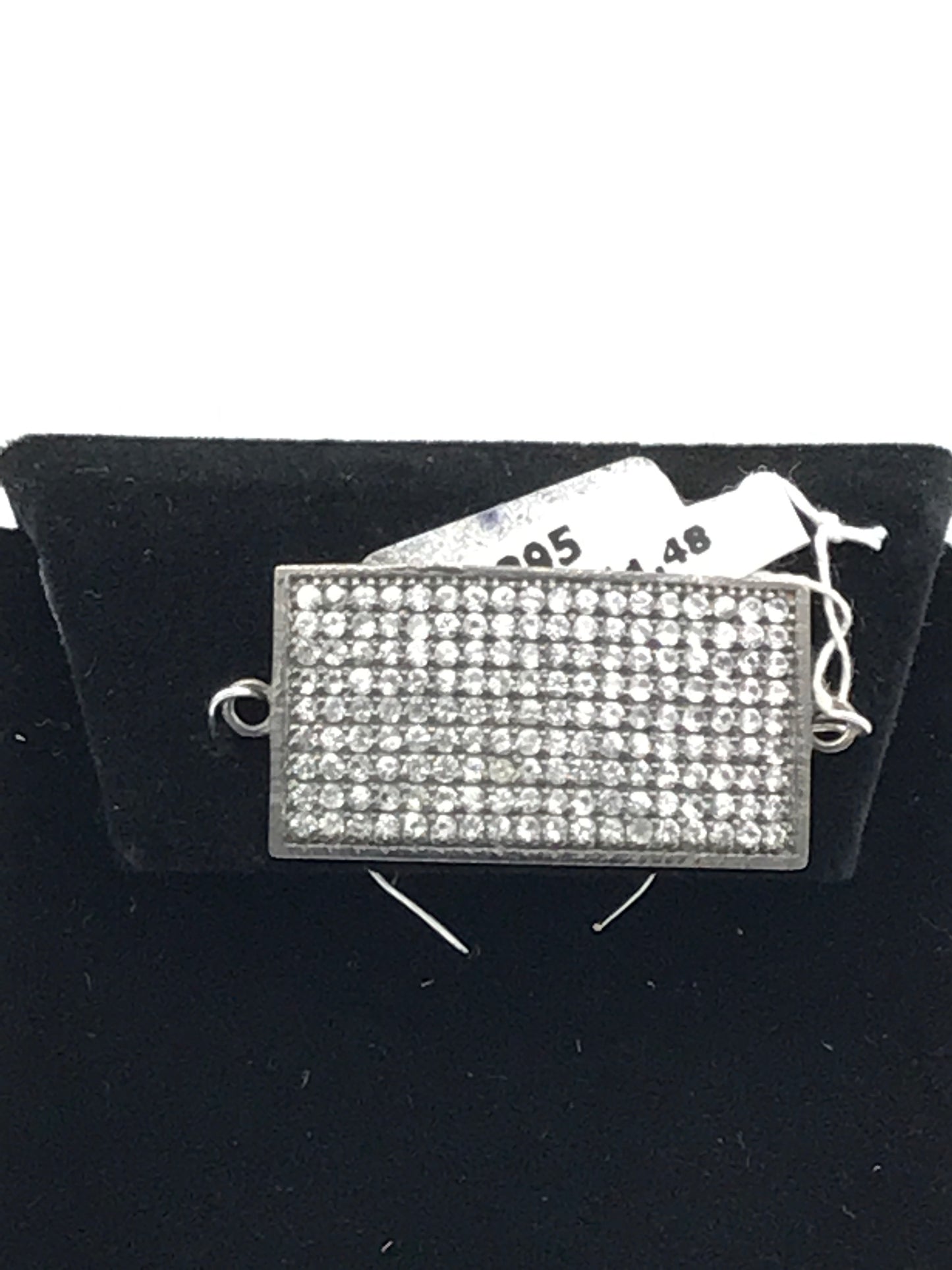 Square Shape Diamond Charm.925 Oxidized Sterling Silver Diamond Charm, Genuine handmade pave diamond Charm Size 17 x 31 MM