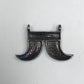 Horns Shaped Black Spinal Charm, Pave Black Spinel ,Approx 1.76'' ( 44 x 28 mm) Oxidized Silver, Silver ,Black Spinel