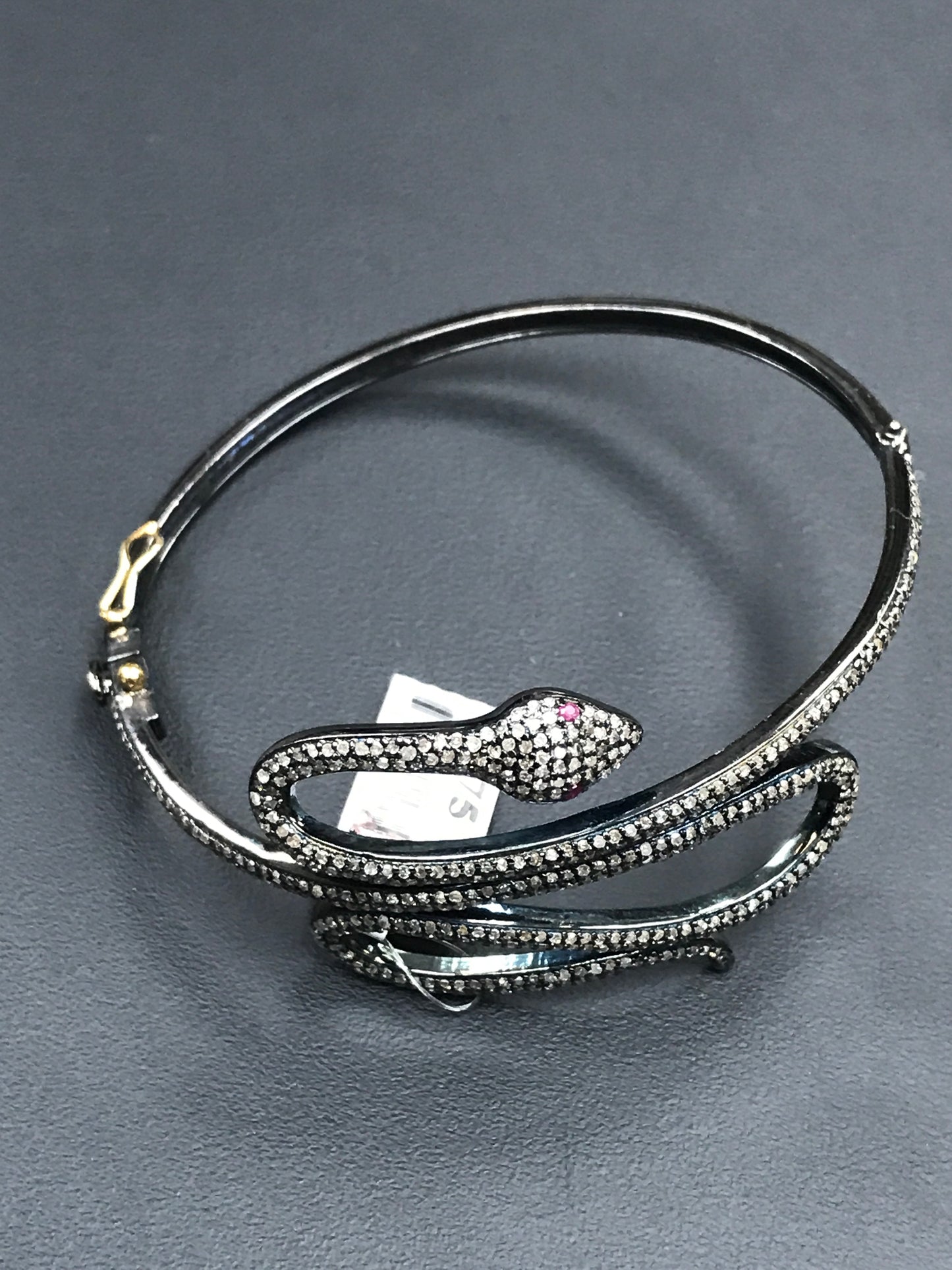 Diamond and Silver Ruby Stone Black Rhodium Finish Bracelets