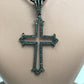 Diamond Gothic Cross Diamond Pendant, Pave Diamond Pendant, Gothic Cross Necklace, Approx 64 x 35mm. Sterling Silver