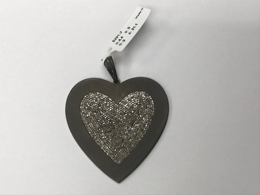 Heart Shape Silver and Diamond Pave  PENDANT & CHARMS Approx 51 x 50 MM