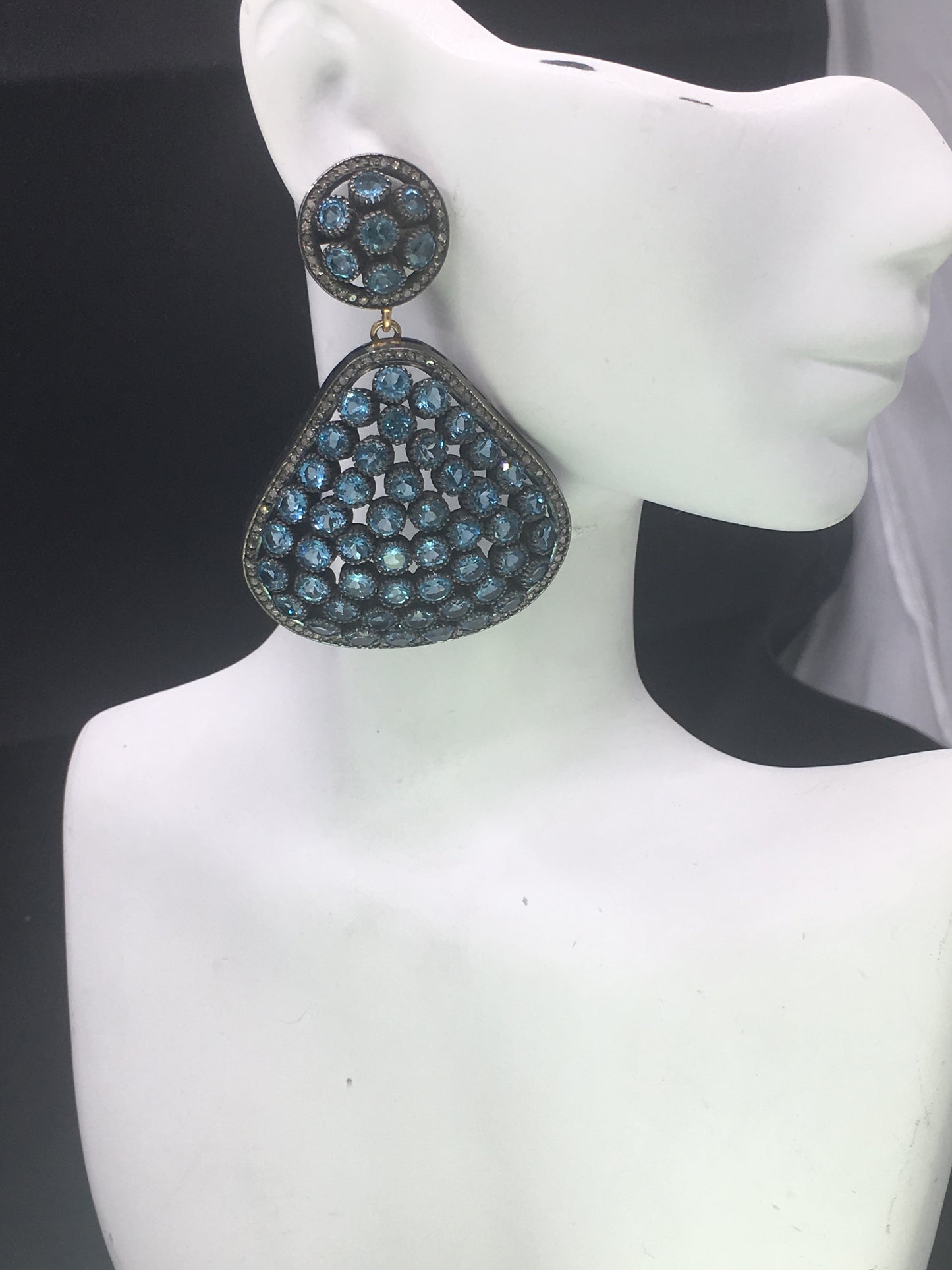 Diamond and Blue Topaz Earrings