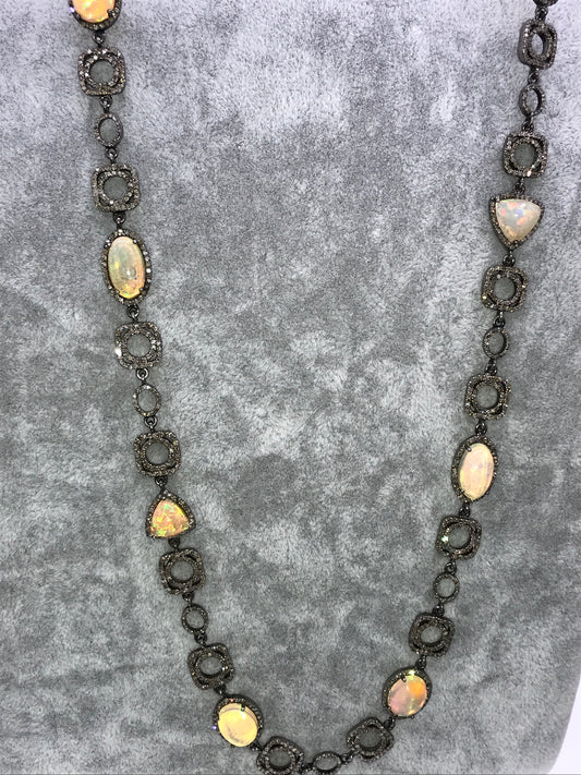 Opal and Diamond Designer Necklace