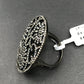 Diamond and Silver Black Rhodium Finish Ring