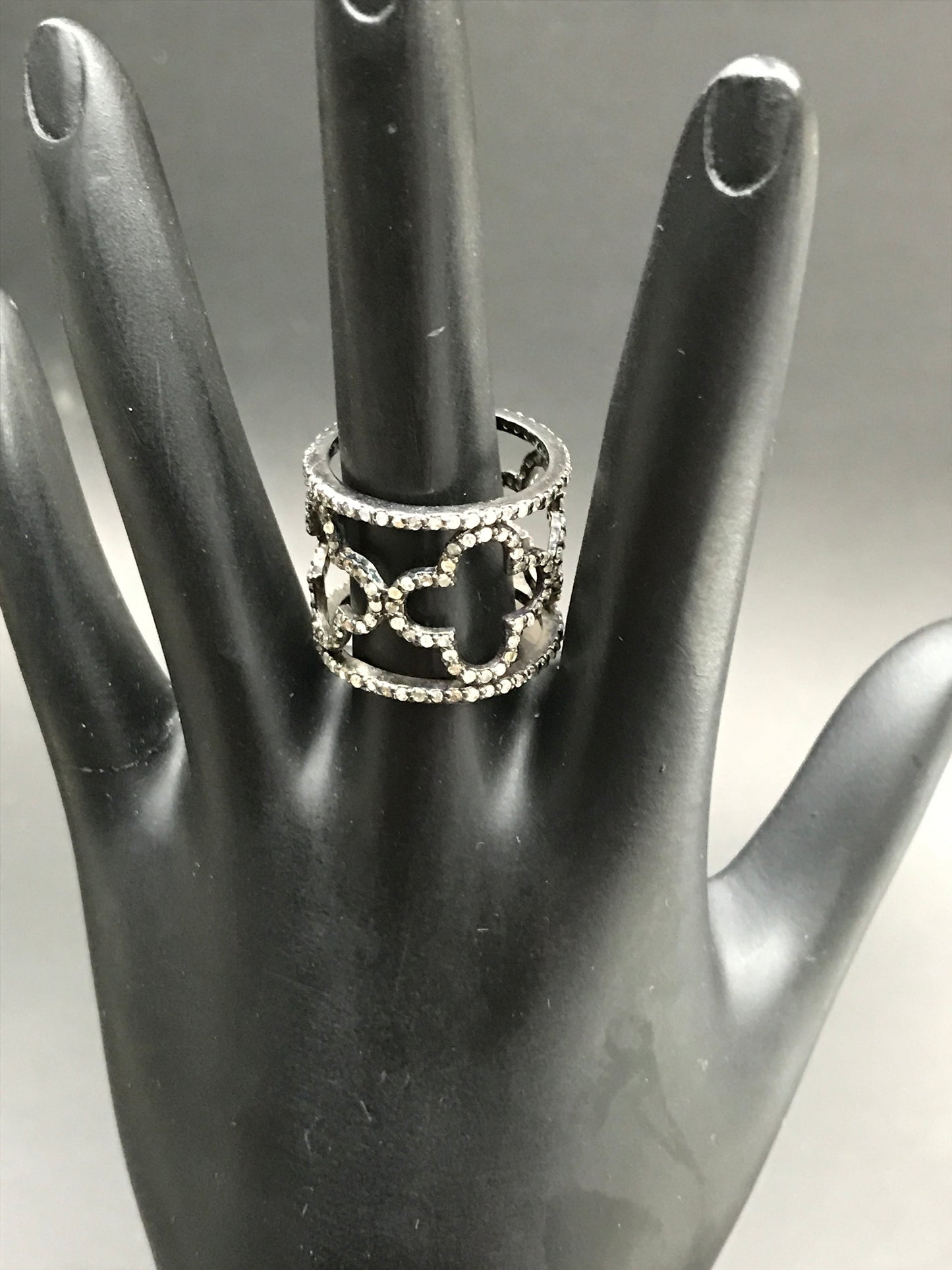 Diamond Silver Black Rhodium Finish Ring