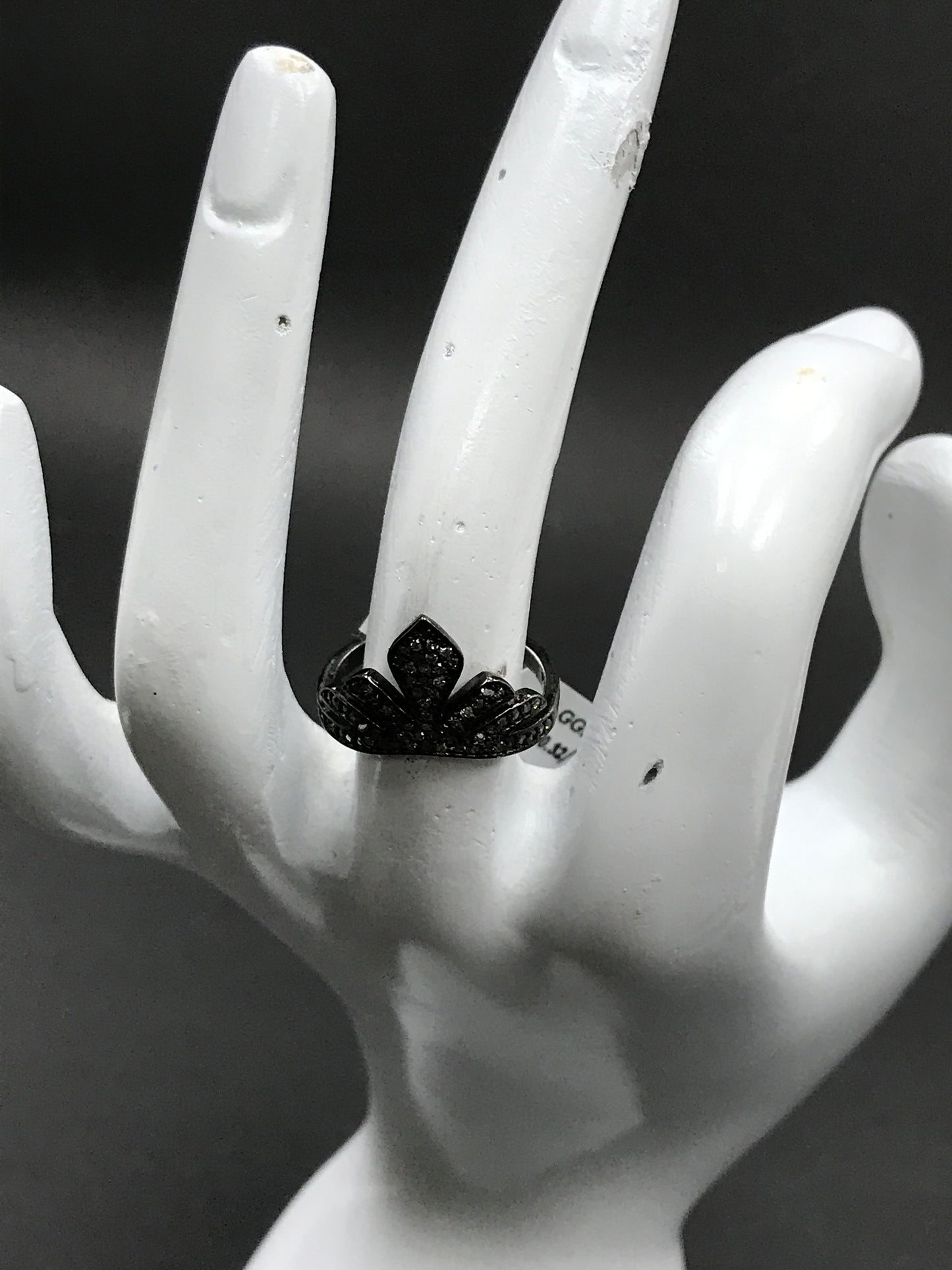 Diamond and Silver Black Rhodium Finish Rings