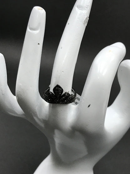 Diamond and Silver Black Rhodium Finish Rings