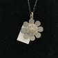 Flower Silver Pave Diamond Pendant .925 Oxidized Sterling Silver Diamond Pendant, Genuine handmade pave diamond Pendant Size 29 MM