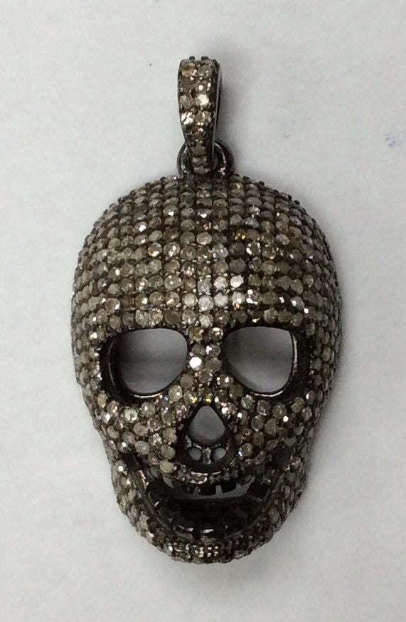 Diamond Charm .925 Oxidized Sterling Silver Diamond Charms, Genuine handmade pave diamond Charm Size Approx 1.0"(18 x 25 MM)
