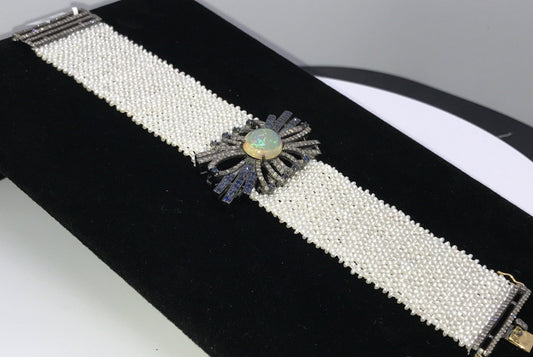 Opal and Diamond Designer Bracelet