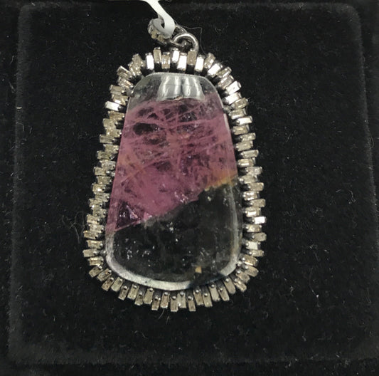Watermelon Tourmaline Diamond Pendant