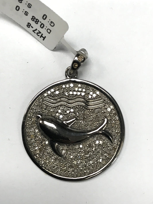 Circle Shape (Dolphin Encrusted) Diamond Pendants & Charms