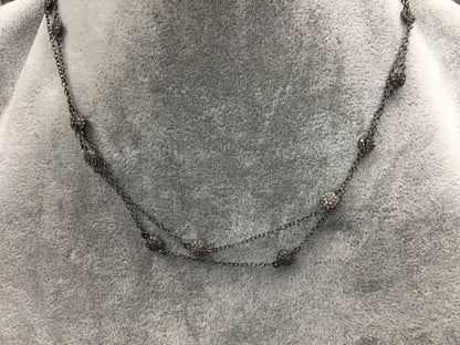 Double Side 5mm Coin With Silver And Diamond Necklace 36''