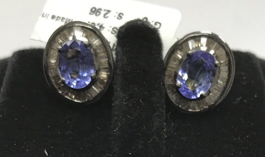 Tanzanite and Diamond Earring Stud