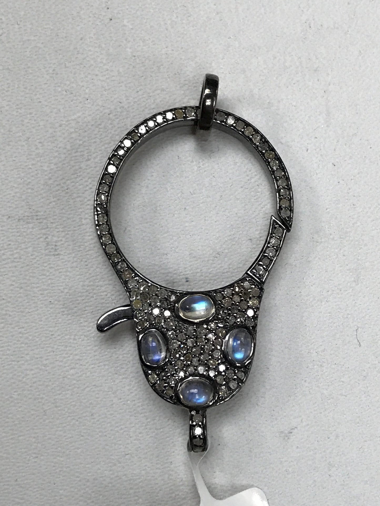 Diamond Clasps .925 Oxidized Sterling Silver Diamond Clasps, Genuine handmade pave diamond Clasps Size Approx 41 x 24 With Embedded Stones