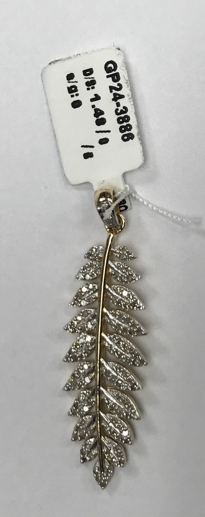 14K Solid Gold Leaf Diamond Pendants