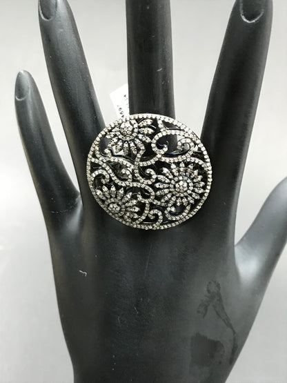 Diamond and Silver Black Rhodium Finish Rings