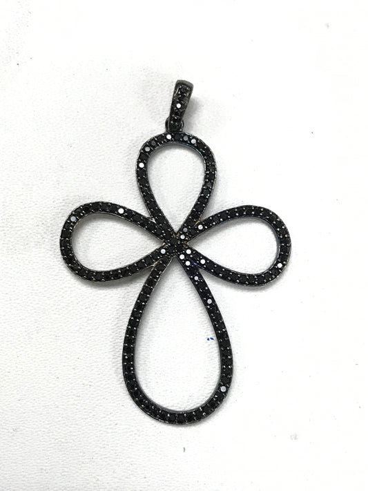 Black Spinel Curve Cross Pendants & Charms