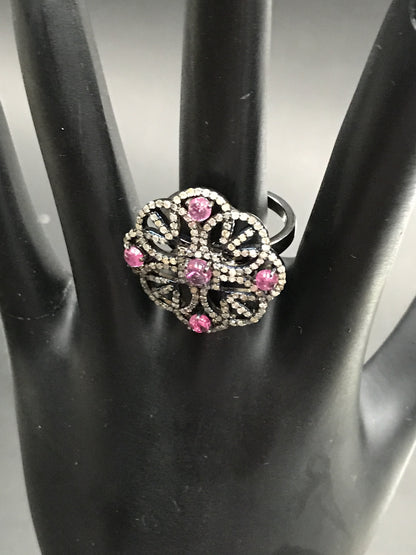Flower Pave Diamond Ring