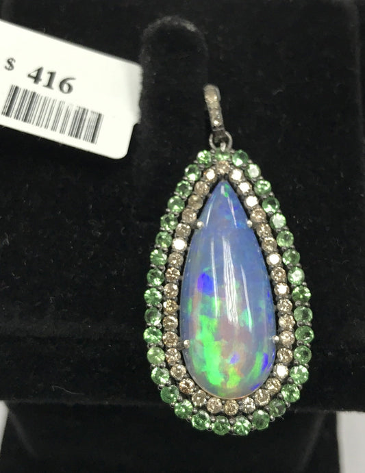 Opal and Diamond Pendant