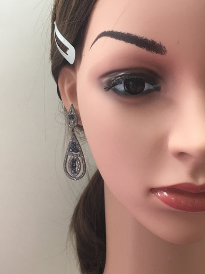 Diamond and Blue Sapphire Earrings