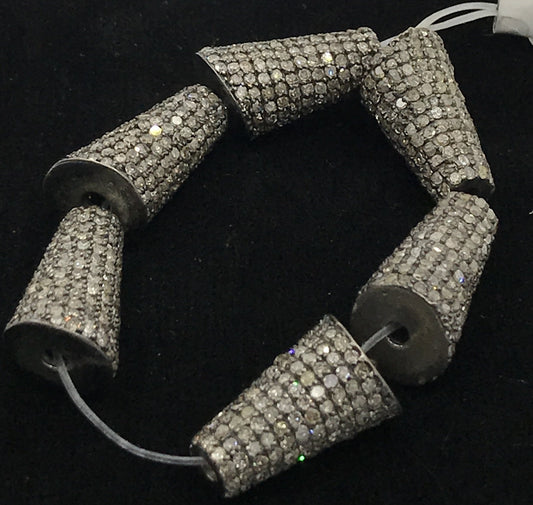 Cone Shape pave diamond beads