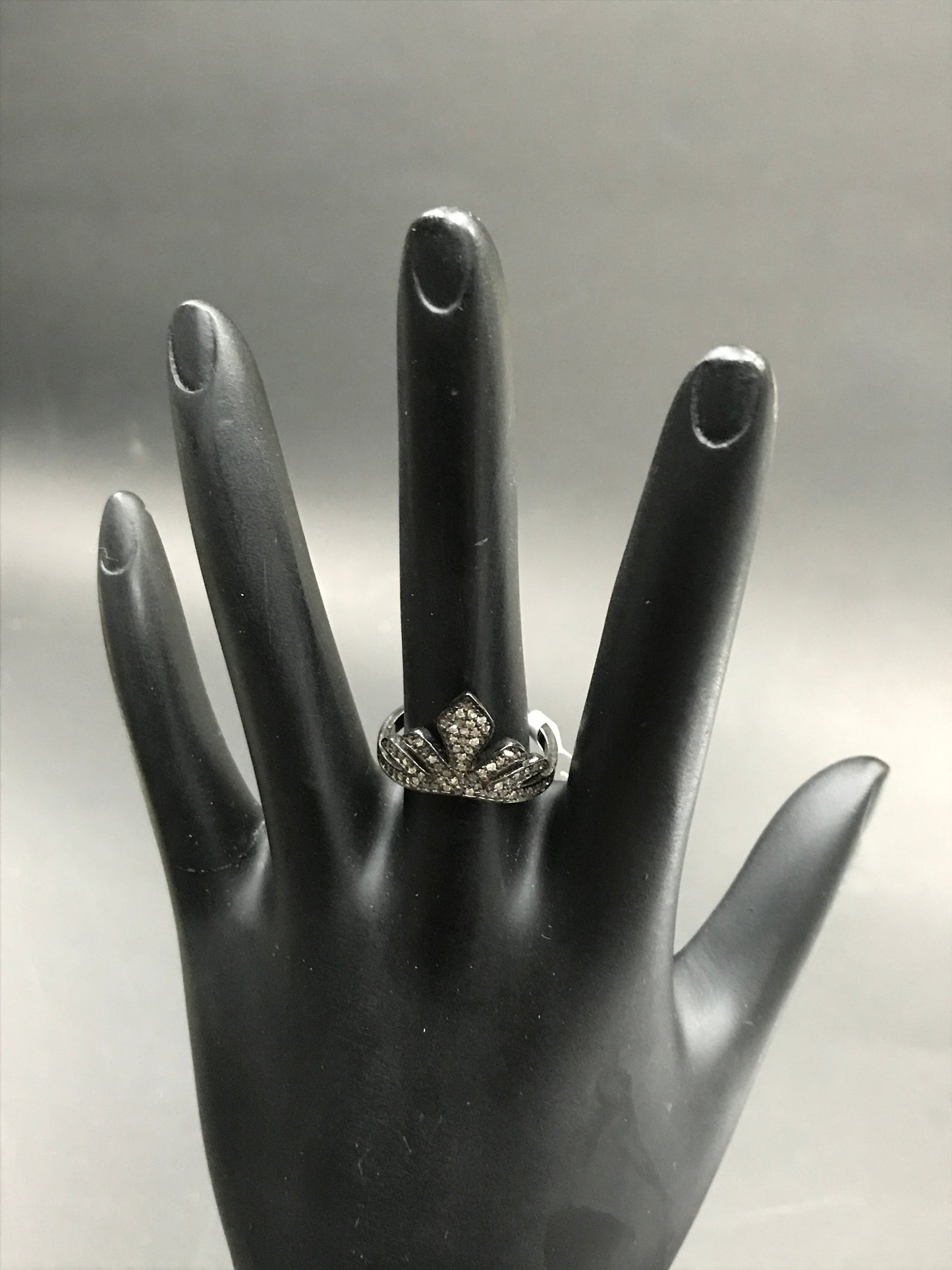 Diamond and Silver Black Rhodium Finish Rings