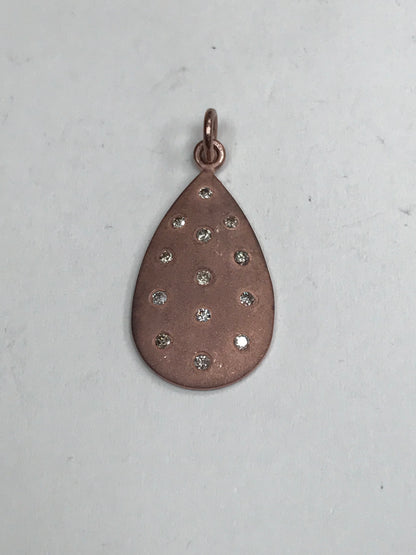 Pear Shape Diamond Pendant .925 Oxidized Sterling Silver Diamond Pendant, Genuine handmade pave diamond Pendant.