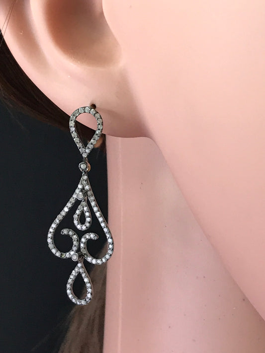 Diamond and Silver Black Rhodium Finish Earring