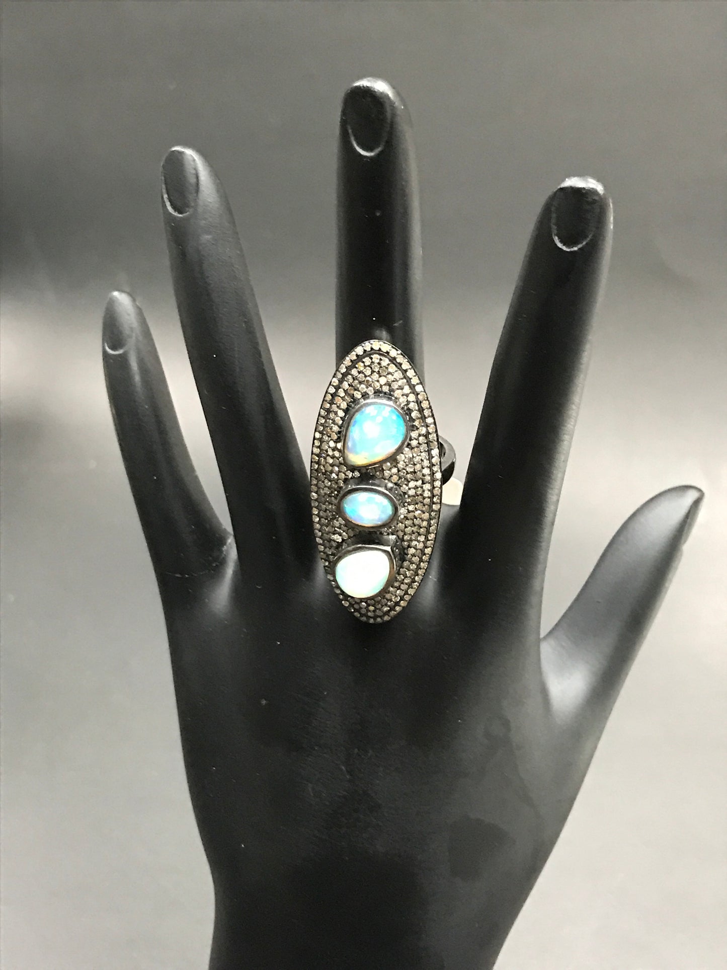 Silver Pave Diamond Ring .925 Oxidized Sterling Silver Diamond Ring, Genuine handmade pave diamond Ring .