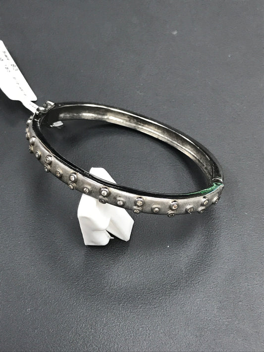 Diamond Silver Bracelet .925 Oxidized Sterling Silver Diamond Bracelet, Genuine handmade pave diamond Bracelet.