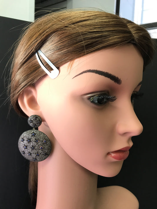 Blue Sapphire and Diamond Earrings