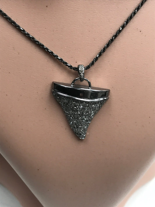 Tooth Diamond Charm .925 Oxidized Sterling Silver Diamond Charm, Genuine handmade pave diamond Charm Size Approx 1.44"(27 x 36 MM)