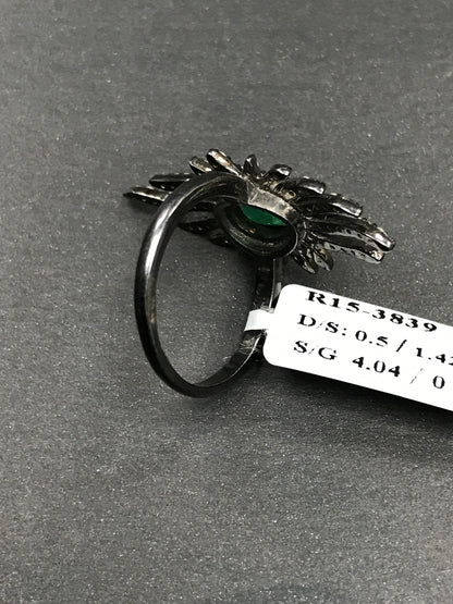 Sun Pave Diamond Ring .925 Oxidized Sterling Silver Diamond Ring, Genuine handmade pave diamond Ring Size Approx 1.24"(14 x 31 MM)