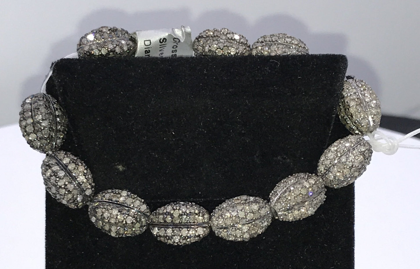 Corrugated Oval Pave Diamond Beads