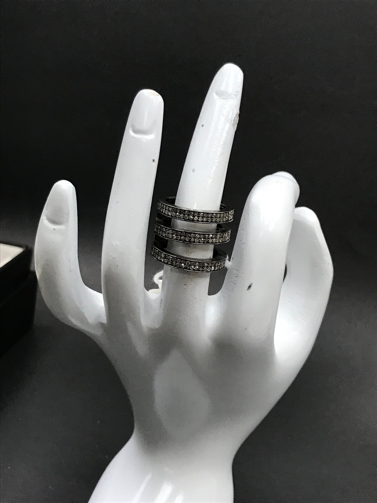 Round Circle Pave Diamond Ring .925 Oxidized Sterling Silver Diamond Ring, Genuine handmade pave diamond Ring.