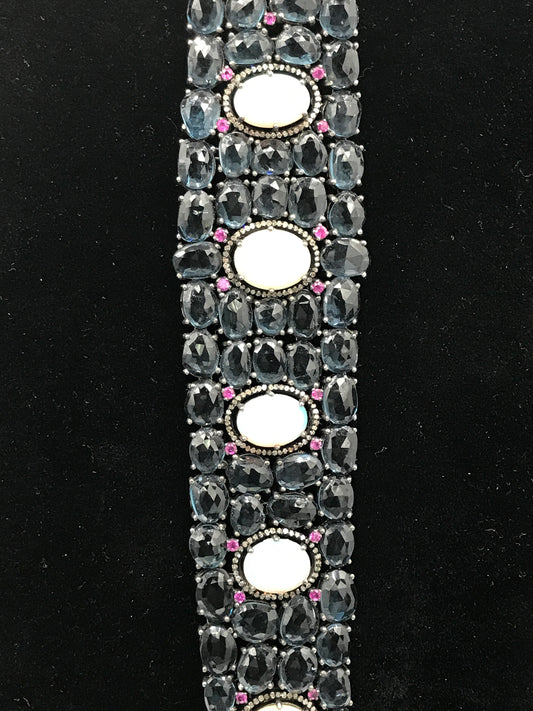 London Topaz and Opal Bracelet with Diamonds
