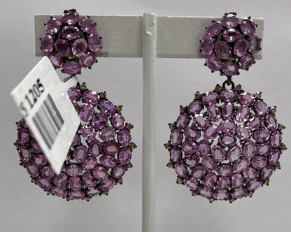Round Diamond and Gemstone Earring