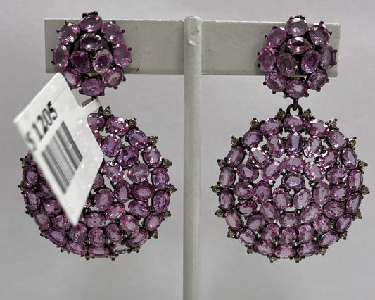 Round Diamond and Gemstone Earring