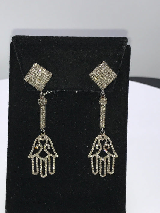 Hamsa Hand Diamond Earring