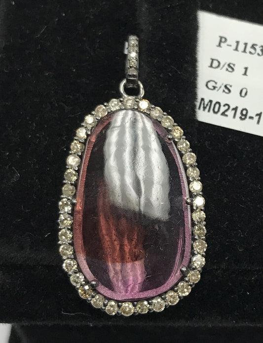 Tourmaline and Diamond Pendant