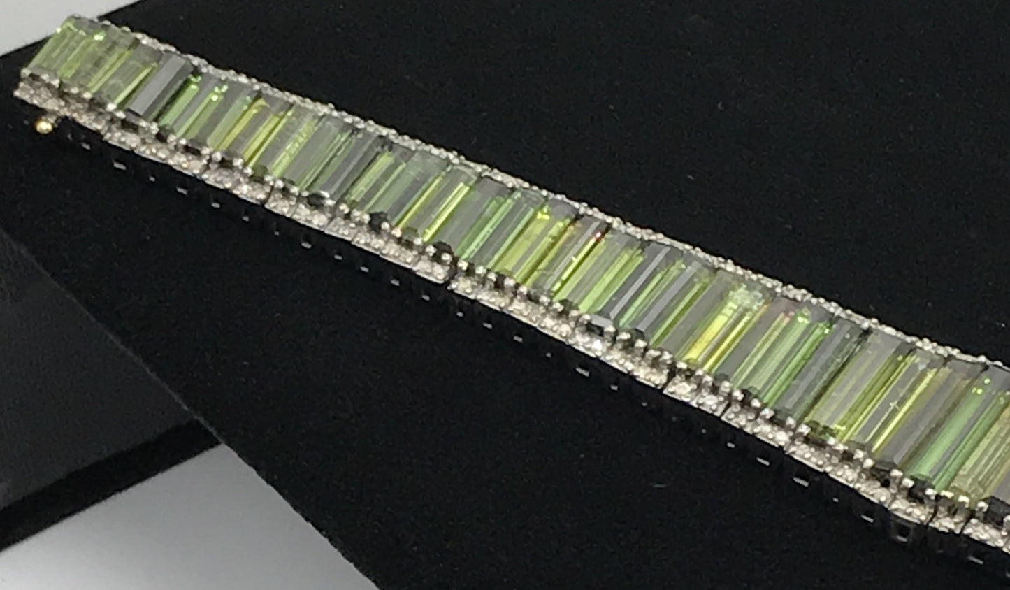 Green Tourmaline Designer Diamond Bracelet