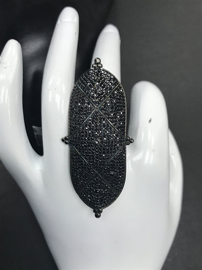 Oval Black Spinel Ring
