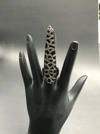 Diamond and Silver Black Rhodium Finish Rings